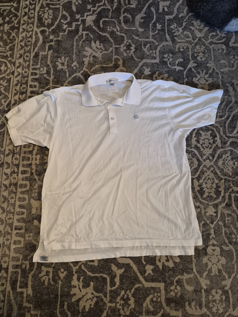 Peter Millar White Polo with Subtle Chest Logo Size Large
